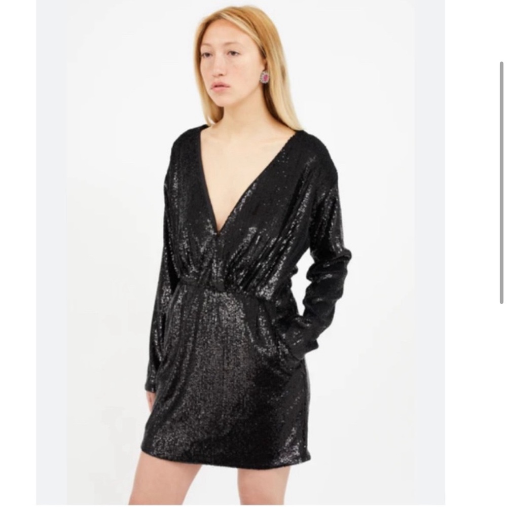 Anine Bing Elena Sequin Black Dress - Picture 1 of 12